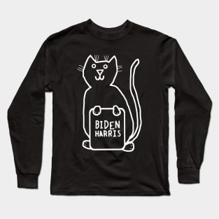 Minimal Cute Cat Biden Harris Supporter Long Sleeve T-Shirt